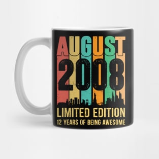 August 2008 12 Years Old 12th Birthday Gift Kids T-Shirt Mug